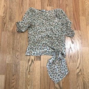 Silk Bird-Print Top
